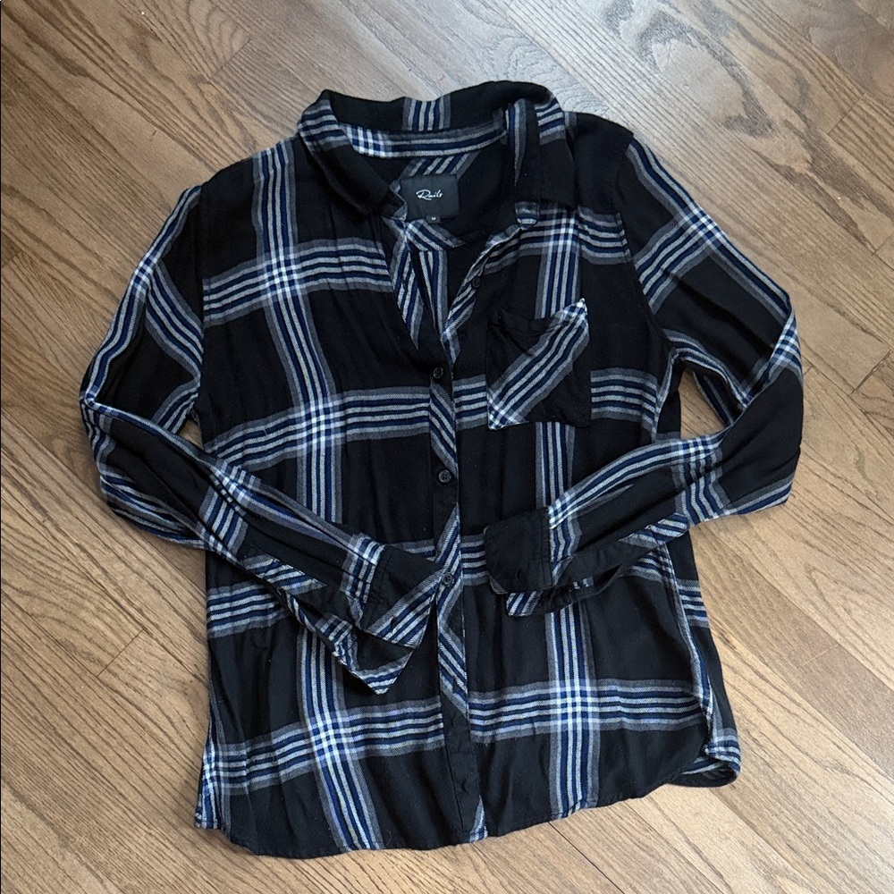 Rails Black and Blue Plaid Button-Down Shirt